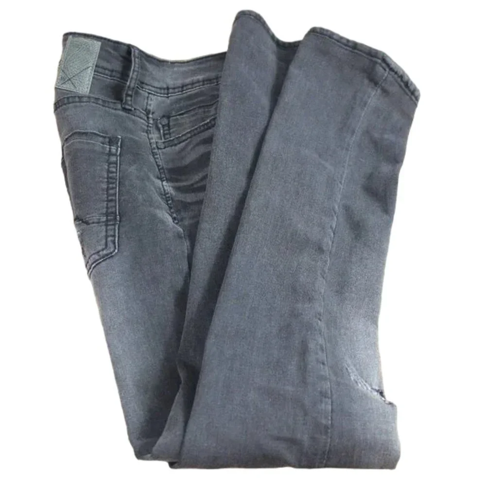 Departwest Trouper Black Fade Destructed Taper Stretch Jeans, Size 26/29